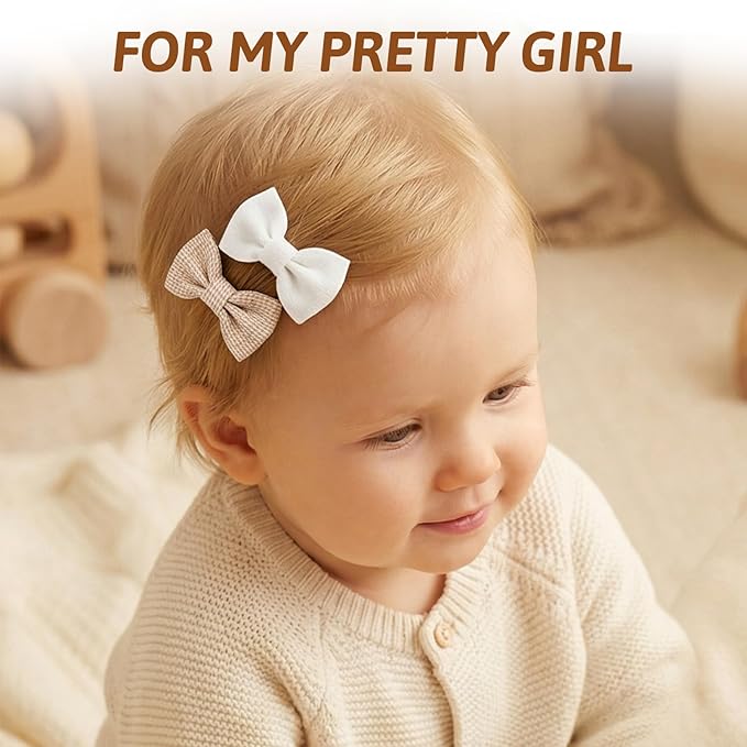 20 Pcs Baby Hair Clips Bows for Baby Girls Handmade Hair Accessories Fully Lined Clips Non Slip Barrettes for Fine Cute Tiny Bows Barrettes for Infants Toddlers, and Little Girls