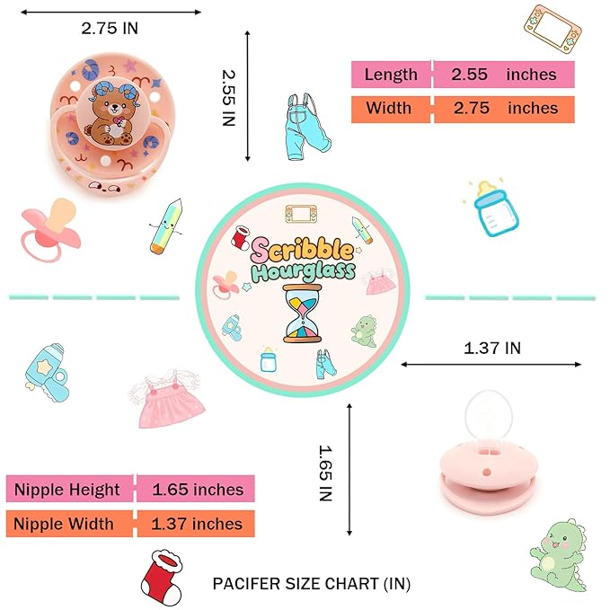 Cute Adult Size Pacifier: Big Shield Paci for Anxiety with Paci Clips Cute Aries