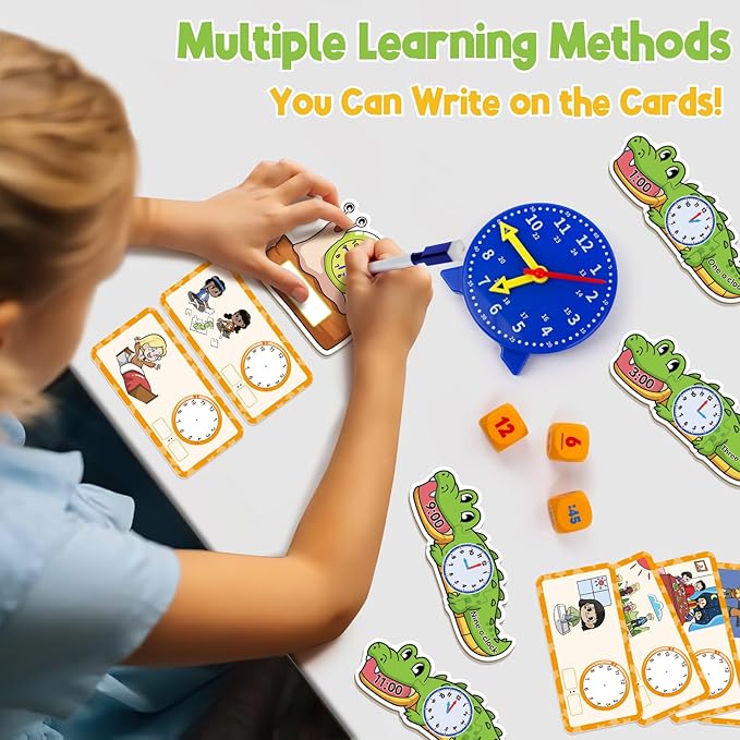 Edulok Toddler Learning Clock, Telling Time Teaching Clock for Kids, Math Manipulatives, Math Puzzle Games, Kindergarten Educational Sensory Toys, Preschool Learning Activities, Homeschool Supplies