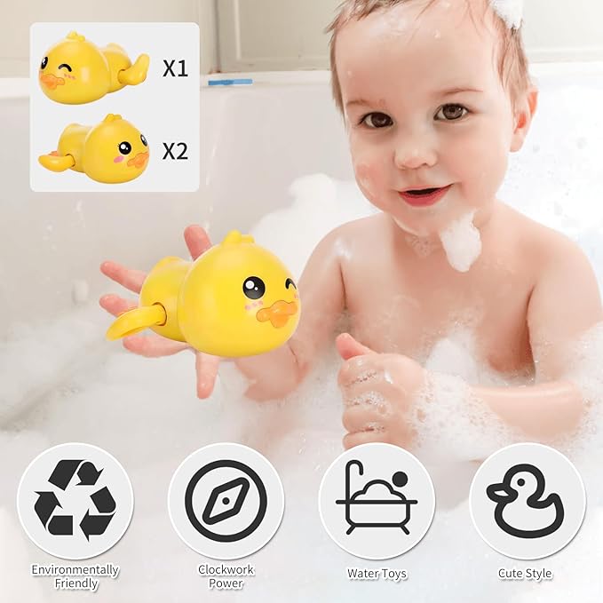 Baby Bath Toys, Wind up Swimming Duck Toys for Toddlers, Floating Water Bathtub Shower Toys, Bathroom Pool Play Sets Fun Bathtime Gift for Kids Infants Boys Girls (3 Pack)