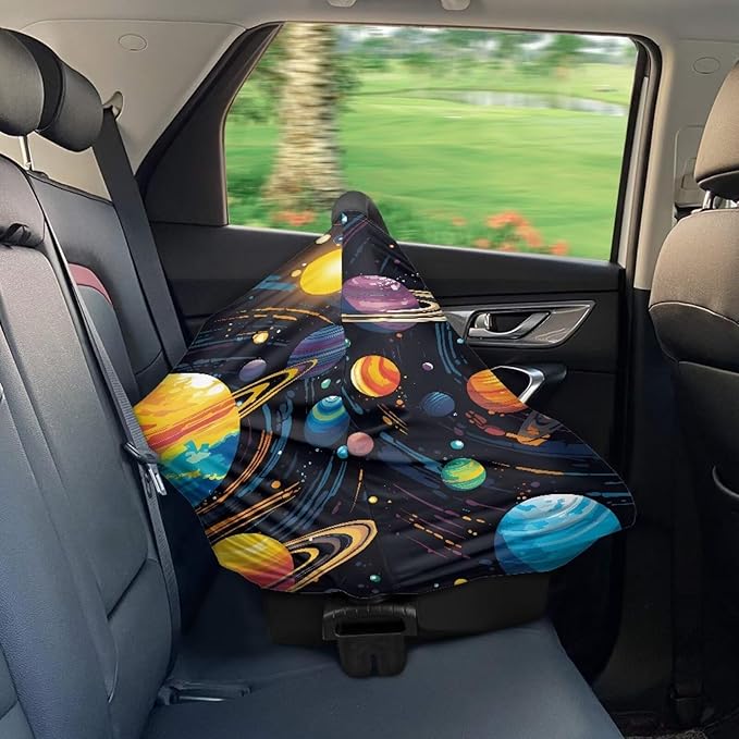 GIFTPUZZ Space Couple Stroller Cover Privacy Nursing Cover Baby Carseat Canopy High Chair Cover Nursery Cover Breastfeeding Scarf for Boys and Girls Light Blanket Shopping Cart Stroller Cover