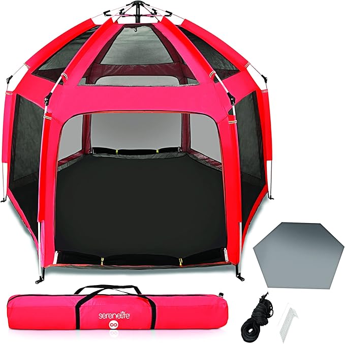 Serenelife ON-THE GO Baby and Toddler Pack and Play - Playpen - Play Yard Compact, Portable, Lightweight, Foldable- Indoor and Outdoor, w/Canopy, 5 Panel Mattress
