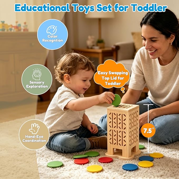 Montessori Toys Set for Kids 3 4 5 6 Year Olds, 5-in-1 Fine Motor Preschool Learning Toys, Educational Sensory Color Sorting & Board Games for Toddlers, Birthday Gifts for Boys Girls