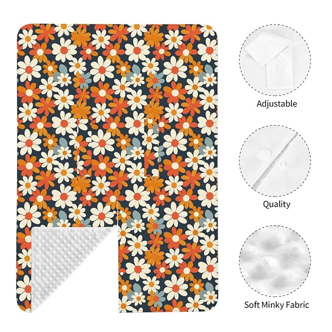 Retro Daisy Floral Baby Car Seat Canopy Nursing Cover for Newborn Car Seat Breastfeeding Covers Blanket Newborn Shower Gift