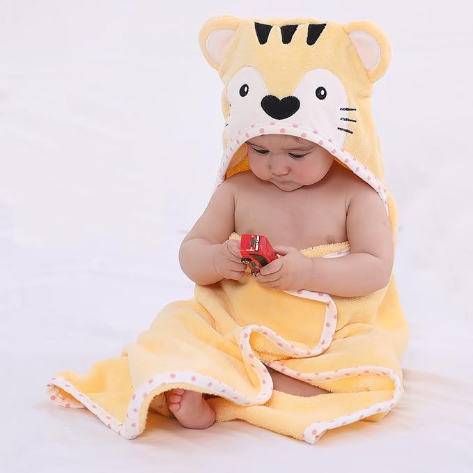 TBEZY Baby Hooded Towel with Unique Animal Design Ultra Soft Thick Cotton Bath Towel for Newborn (Tiger)