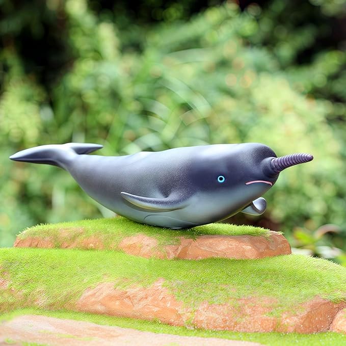 Gemini&Genius Narwhal Toy, Sea Animal Soft Plastic Marine Life Whale Action Figures Gift Great for Educational, Cake Topper, Swim, Bath Toys, Stocking Stuffers for Kids