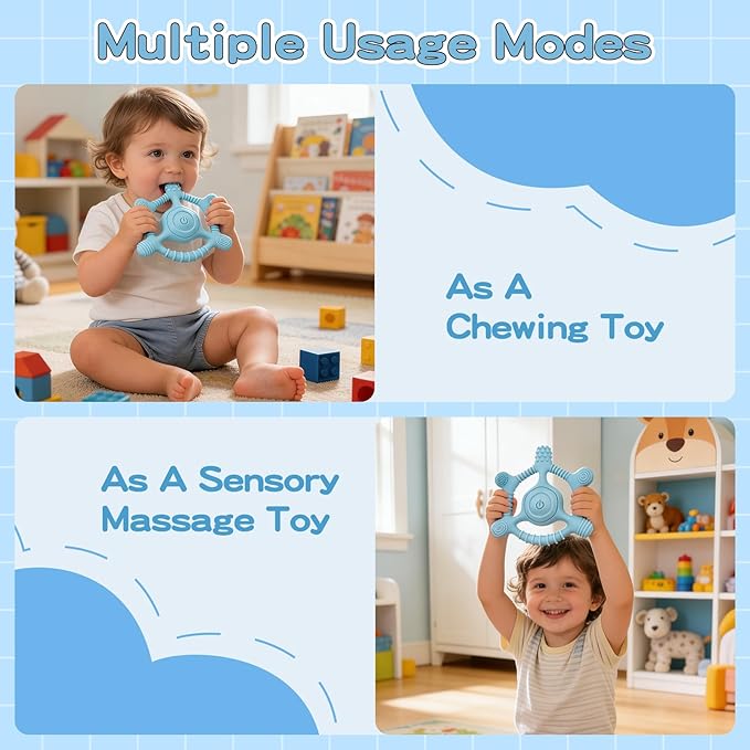Sensory Chew Necklaces Vibrating teether for Kids - Chewelry Chew Toys for Autism, ADHD & Sensory Needs, BPA-Free Teething Relief & Anxiety Fidget (Blue)