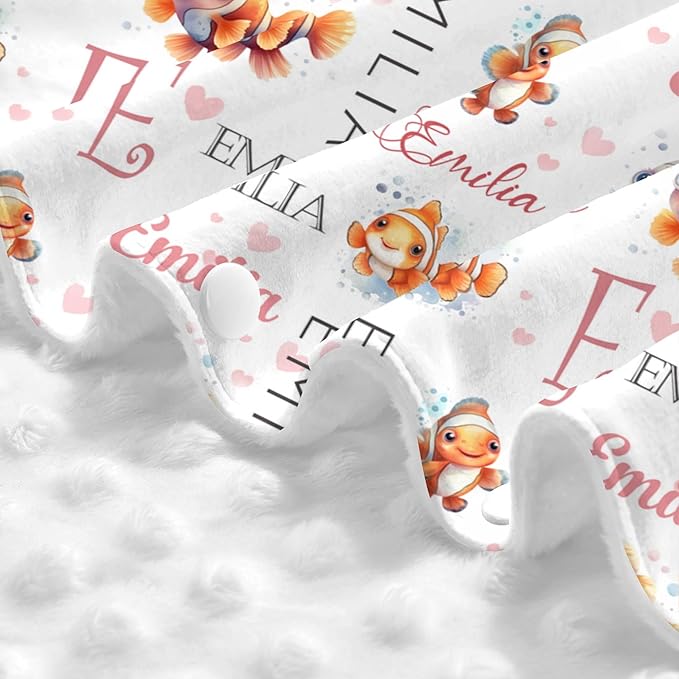 Custom Baby Car Seat Canopy Personalized Car Seat Covers with Name for Baby Boys Girls Customized Clownfish Nursing Breastfeeding Cover Infant Carseat Canopies Newborn Minky Baby Blanket