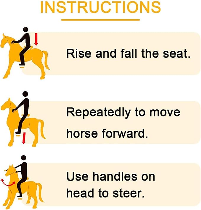 Ride on Horse Toys, Kids Riding Horse Toys Ride on Toys for 4-9 Years Old, Premium Plush Animals Toys Walking Horse with Wheels (Brown, 33.46" L x 11.81" W x 35.83" H)