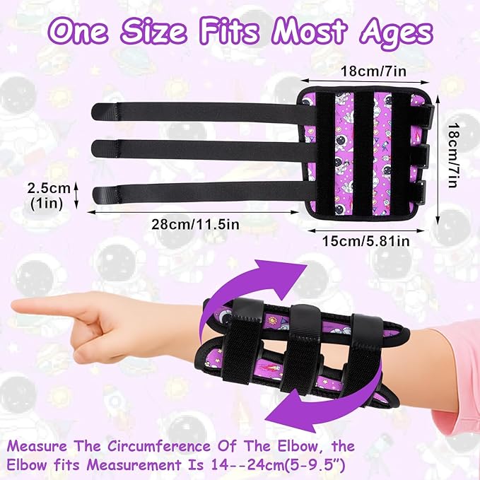 2 PCS Thumb Sucking Deterrent, Purple Space Thumb Guard for Kids Toddlers Nail Biting Treatment, Anti Nose Picking, Scratching Face, Elbow Immobilizer for Boys Girls, Finger Sucking Prevention