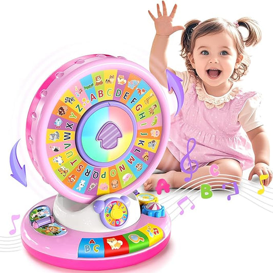 Toys for 1 2 3 Year Old Boys Girls, Spin & Sing ABC Alphabet Learning Zoo with Lights & Sounds, Musical Educational Toy for Toddler 1-3, Christmas 1st Birthday Gifts for Baby Kids Age 12-18 Months+