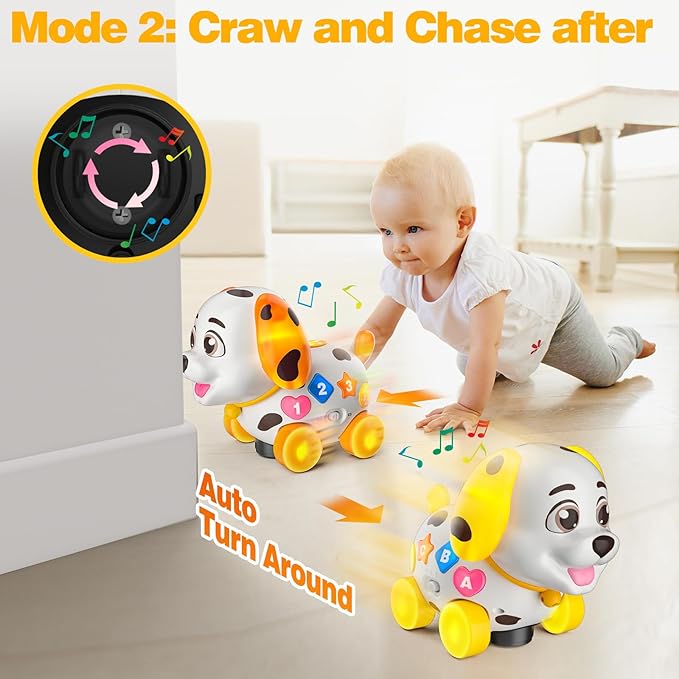 3-in-1 Musical Puppy Baby Toys 6-12-18 Month, Educational Toy for 1 Year Old Boy Girl Gifts, 1st Birthday Gift for 1 Year Old Boy Girl, Bilingual Present for 7 8 9 10 Month Infant