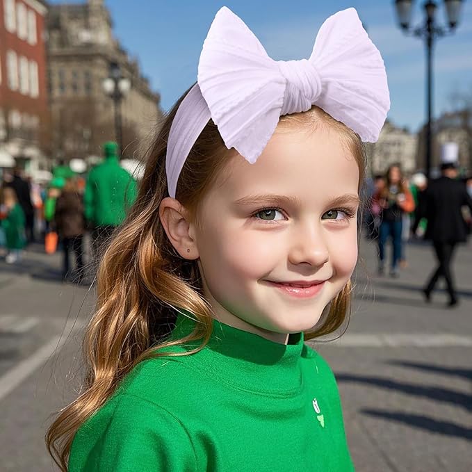 LemonSpace Handmade St.Patrick's Day Baby Headbands Green Bow Hairbands Girl Bows Infant Hair Accessories Newborn Soft Stretchy Nylon Baby bows