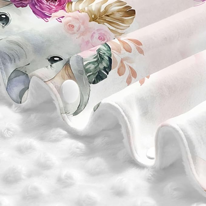 Personalized Baby Car Seat Canopy for Babies with Name, Custom Elephant Floral Stroller Car Seat Covers for Girls, Minky Nursing Carseat Cover for Breastfeeding, Car Seat Canopies for Newborn