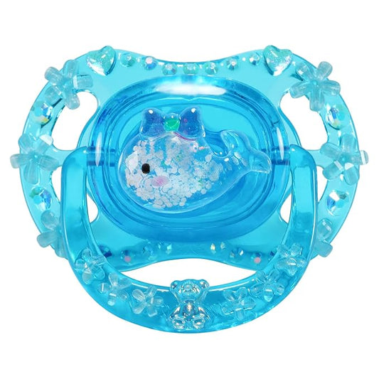 CutiePlusU Adult Sized Pacifier Dummy for Adult DIY Handmade-Small Whale Crystal Blue