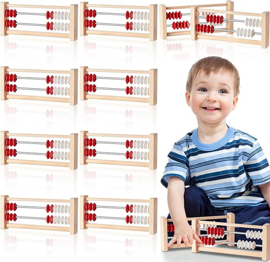 12 Pcs Mini 20-Bead Wooden Rekenrek Abacus, Abacus for Kids Math, Math Counters Manipulatives Counting Rack for Kids Educational Toys Elementary Toddlers Preschool Learning