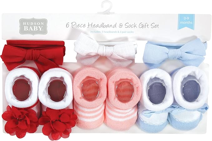 Hudson Baby Girl's Headband and Socks Giftset