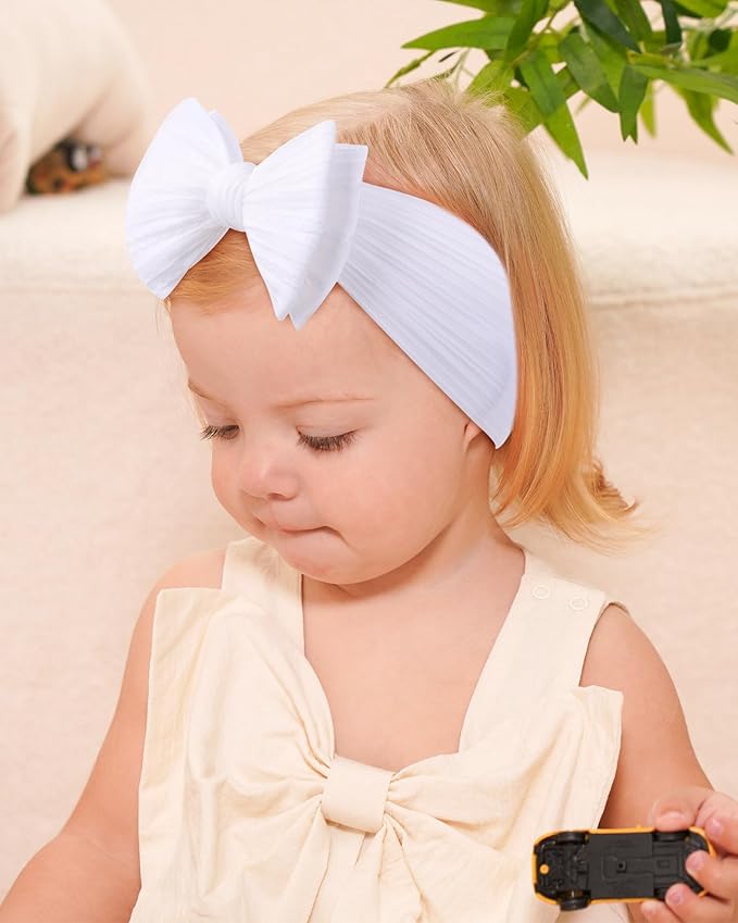 jollybows 3PCS Baby Christmas Bow Headbands Soft Nylon Baby Girl Headbands for Newborn Infant Toddler Kids Cute Bow Wide Hairbands Hair Accessories(White Green Red-Merry Christmas)