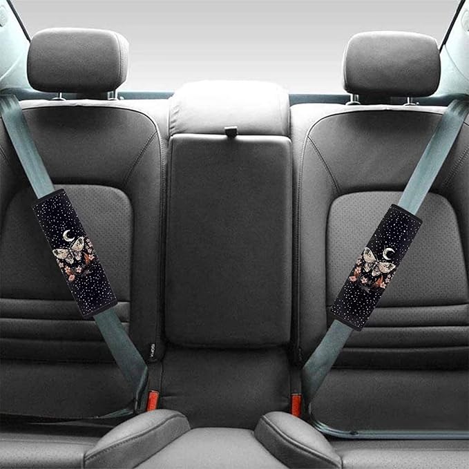 AFPANQZ Butterfly Auto Seat Belt Pads for Men Women 2 Piece Car Safety Seatbelt Pad Cushion Universal Fit for Truck Vans Sedans SUVs Shoulder Strap Pads Black