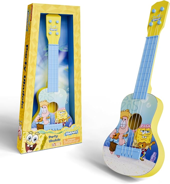 Lollipop Paw Patrol Party Ukulele - Musical Toy Gift for Toddlers4 String Mini Guitar Musical Instrument, Educational Learning Toy, Can Play with Strap or Picks - Great for BeginneR (Spongebob Yellow)