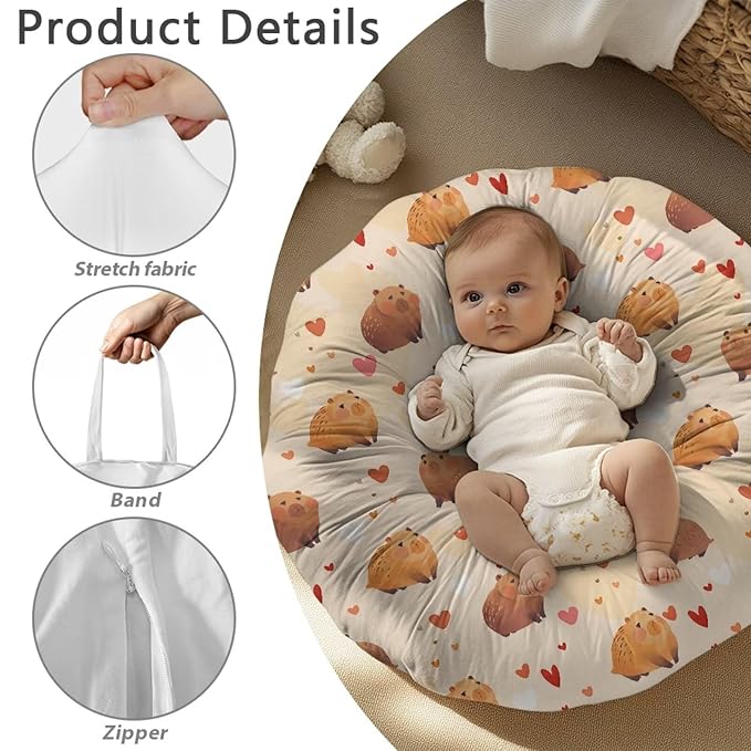 Newborn Lounger Cover, Removable Newborn Lounger Cover Soft Baby Lounger Slipcover Reusable Infant Lounger Pillow Cover for Boys Girls Capybara