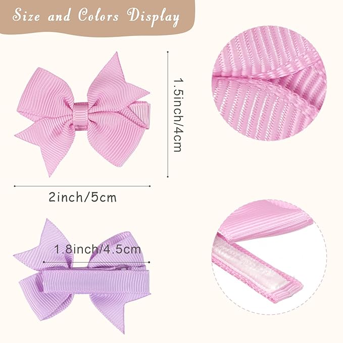CÉLLOT Hair Clips for Girls - 50PCS Fully Lined Hair Bows Alligator Clips for Toddlers, Infants, Kids, 25 Pinky Color Pairs