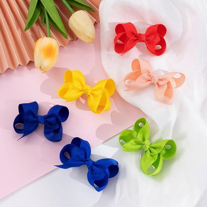 Oaoleer 40 Colors 3 Inch Hair Bows Clips Grosgrain Ribbon Bows Hair Alligator Clips Hair Barrettes Hair Accessories for Girls Toddler Infants Kids Teens Children (3inch 40color)