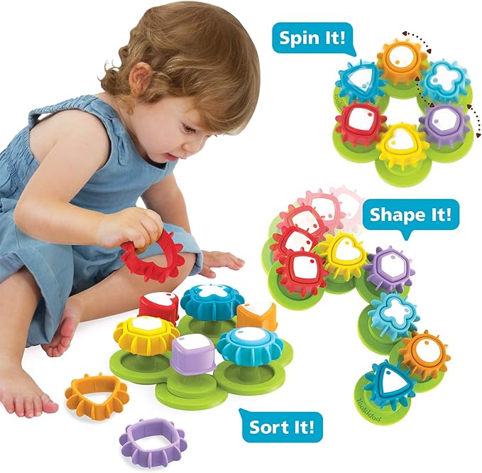Yookidoo Shape ‘N’ Spin Gear Sorter. A Developmental Activity Toy for Kids Ages 1-3. Toddlers Sortering Game with Multiple Colors and Shapes, That Also Spins.(Gift Box)