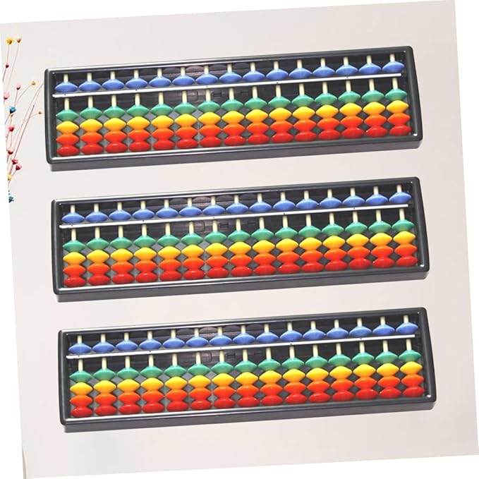3pcs Colorful Plastic Abacus with 15 Rows, 5 Beads for ’s Mental Arithmetic, Lightweight Educational Portable Math Learning Tool, 3 Pieces per Pack