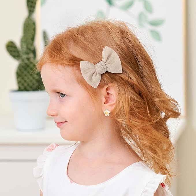Choicbaby 6 PCS Baby Hair Clips 3” Fabric Girl Hair Bows Baby Barrettes Accessories with Alligator Clips for Toddlers Kids Infant