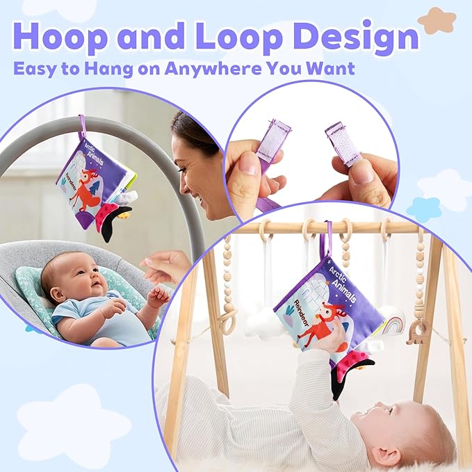 Baby Books 0-6 Months, Infant Tummy Time Toy 6-12 Months Touch Feel Book Travel Toy Gifts for Boys Girls 0-3 Months Baby Shower Birthday Easter Basket Stuffers