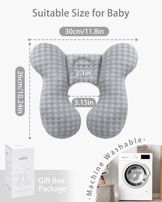 KAKIBLIN Baby Travel Pillow, Baby Neck Pillow for Car Seat, U-Shaped Head and Neck Support for Stroller Pushchair, Soft Cooling Breathable Infant Head Pillow for Newborn Toddler