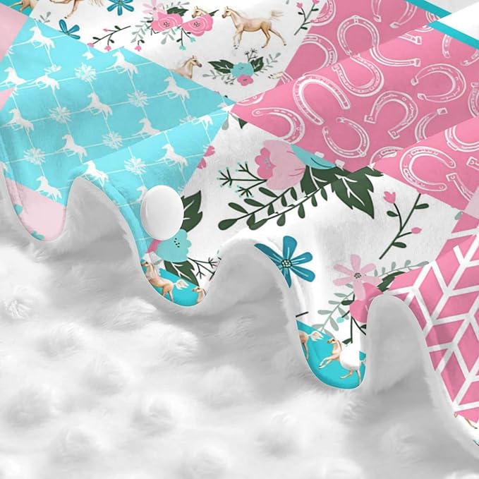 Personalized Baby Car Seat Canopy for Girls, Custom Name, Floral Horse Pink, Water Resistant, Universal Fit, Polyester, Car Seat Cover