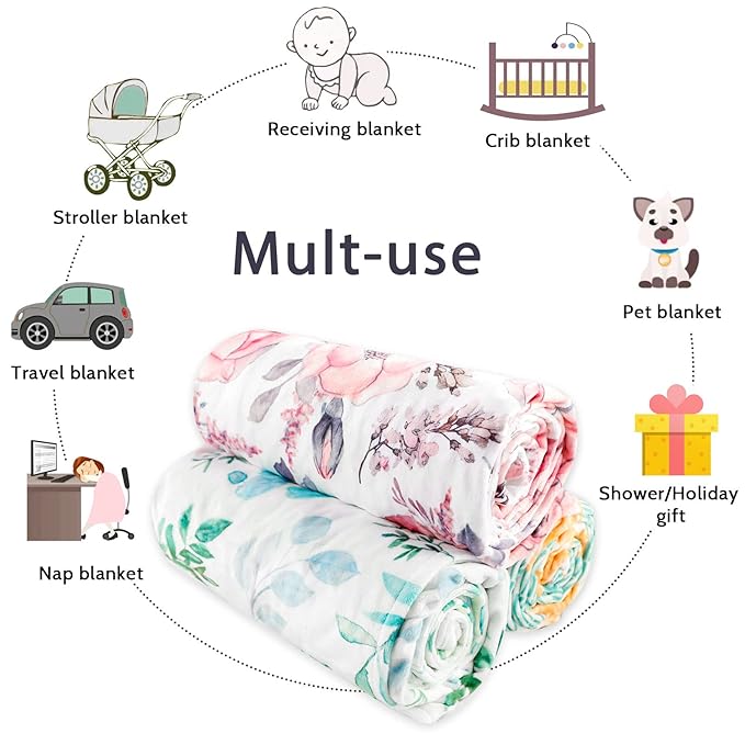 Baby Car Seat Cover and Blanket for Girls, Winter Car Seat Covers for Babies, Minky Blankets with Dotted Backing, Pink Floral