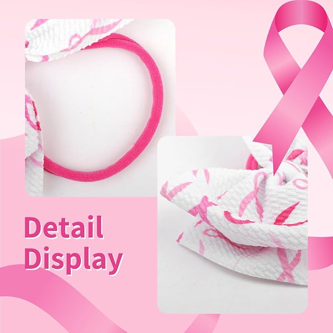YanJie 3PCS 4.5’’ Breast Cancer Awareness Bows for Baby Girls Pink Headbands Checkered Headband Cancer Awareness Items Hair Accessories for Newborns