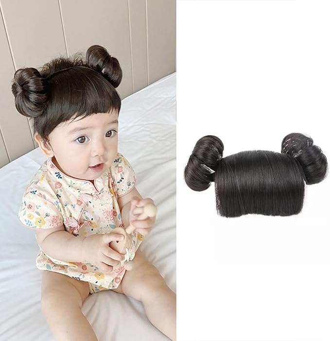 Baby Girls Wig Headwear Children's Hairband Bun Wig Hairpiece Short Curly Hair Accessory Lovely Headdress Bangs