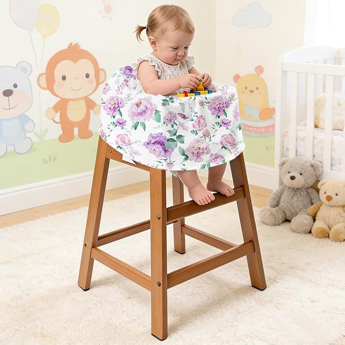 Baby Car Seat Cover Girls, Infant Carseat Canopy, Stretchy Multi- use Nursing Cover for Stroller/High Chair/Shopping Cart/Car Seat Canopies (Purple Floral)