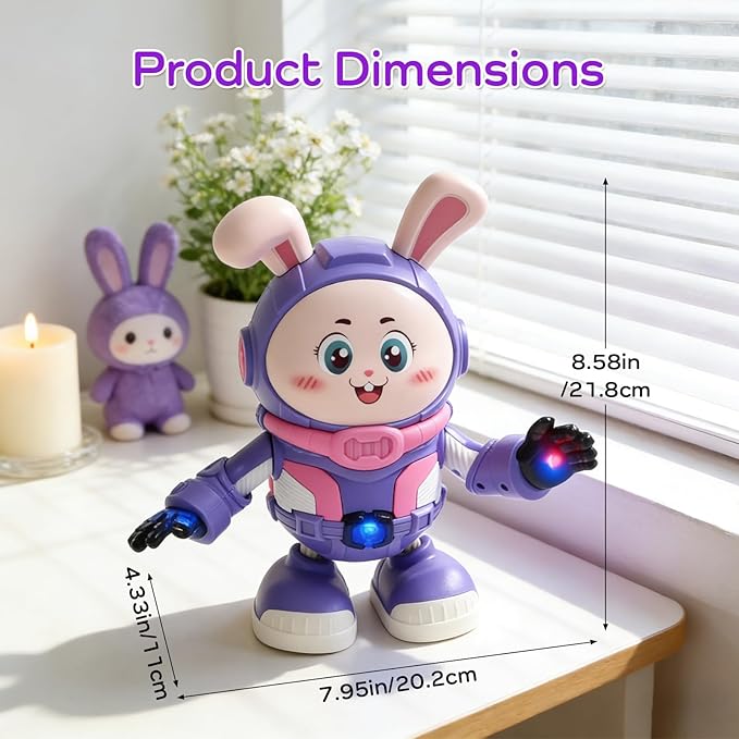 Baby Musical Easter Bunny Toy Dancing Crawling Toys, Light Up Infant Toys Birthday Easter Gifts with Dynamic Music & Cool Lights| Legs Move Sideways| Body Twist