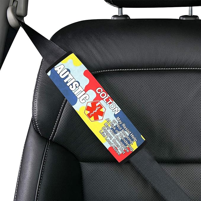 AprilLove Medical Alert,Autism Awareness.Seat Belt Cover,Special Needs Gift,Autism Gift,Special Needs Parents Gift,Multi,7 inch x 10 inch