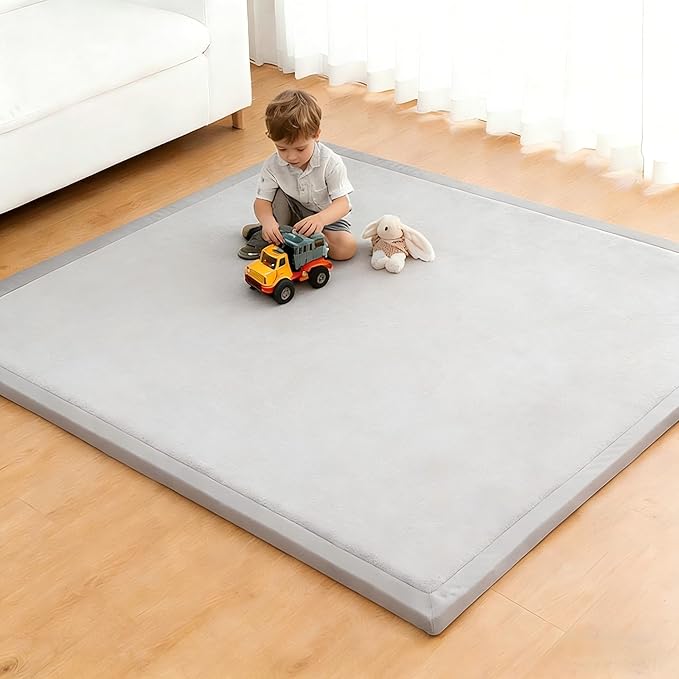 RONGFA Baby Play Mat for Floor,1.3" Thick Elasti-Foam Playpen Mat for Tummy Time, Easy Care with Non-Slip Cushioned for Infant,Kids and Toddler Crawling
