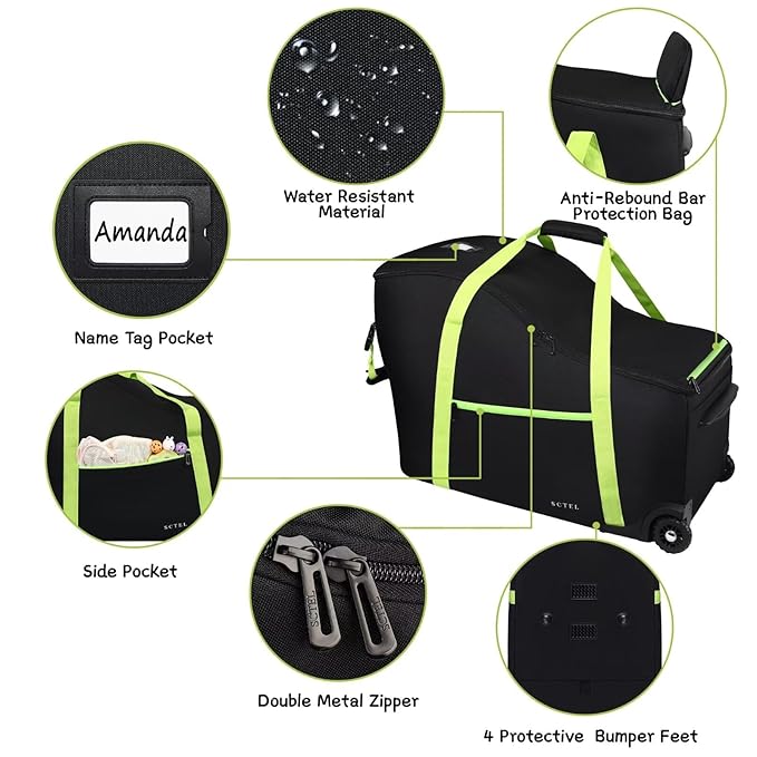 SCTEL Baby Car Seat Travel Bag Fit Chicco Keyfit 35 and Anti-rebound Bar Base, Doona Car Seat Stroller and Base, Nuna Pipa Travel Bag, Infant Car Seat Bags for Air Travel, Doona Travel Bag