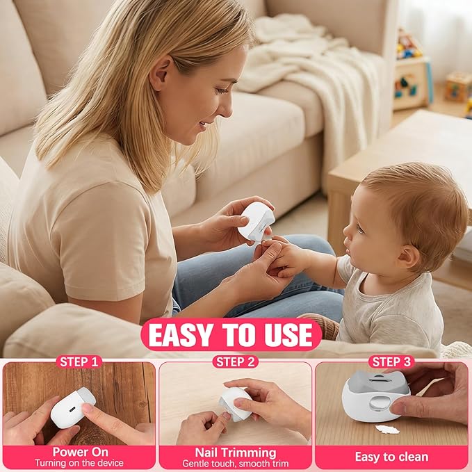2026 New Electric Nail Clippers, Automatic Nail Trimmer with LED Light & 2 Speeds with Nail Scraps Storage, Portable USB Rechargeable Safety Fingernail Trimmer for Baby Seniors (Pink)