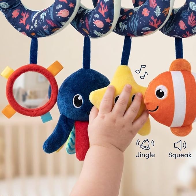 Multi-Use Baby Spiral Activity Toy – Spiral carseat Toy for Car Seat, Stroller,Play Gym, Keeps Baby Quiet, Easy Travel Solution