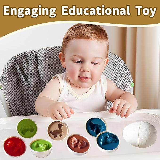 WEEJOYGAM Dinosaur Matching Eggs, Easter Eggs Toys for Toddlers 1-3, Dino Shape Sorter Fine Motor Skill Puzzle Educational Montessori Toys for 1 2 3 Year Old Preschool Baby Easter Basket Stuffers Gift