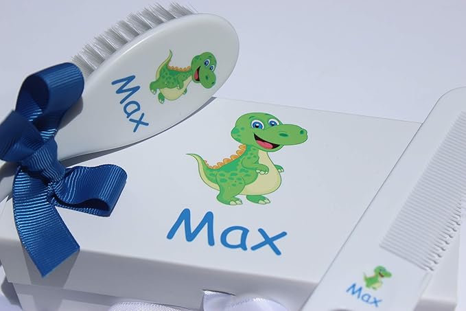 Personalized Baby Gift - Dinosaur Baby Brush and Comb Set, Suitable for Ages 0-3 Years, New Baby Gift.