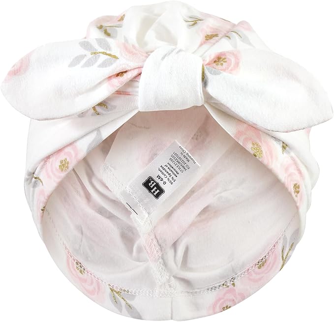 Hudson Baby Infant Girls Turban Cotton Headwraps, 0-24 Months