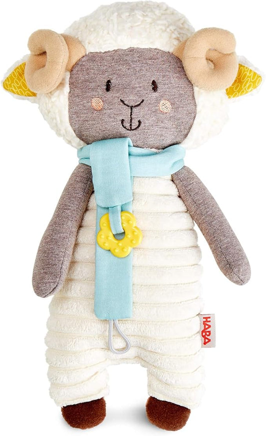 HABA Woolbert The Ram Lovey Set - Stuffed Animals for Babies, Pacifier Clips, Sensory Toys & Baby Teething Toys Ideal for Ages 0 Months+