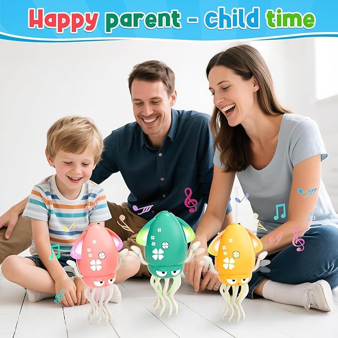 Electric Dancing Octopus Toy, Crawling Dancing Automatic Obstacle Avoidance Octopus Sensor Toy, Creative Magic Crazy 8-Leg Action Obstacle with LED Lights & Music, Self-Navigating (Green)