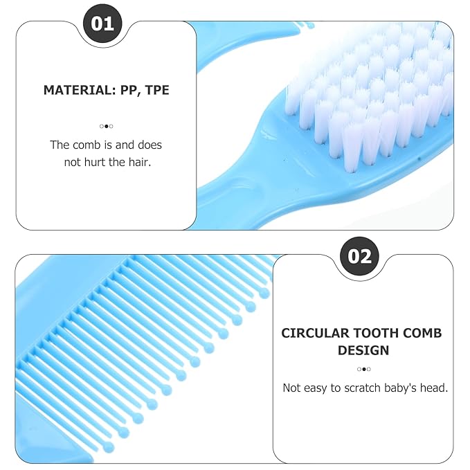 EXCEART Baby Hair Brush and Comb Set Massage Scalp Brush for Newborn and Toddler 1Set (Blue)