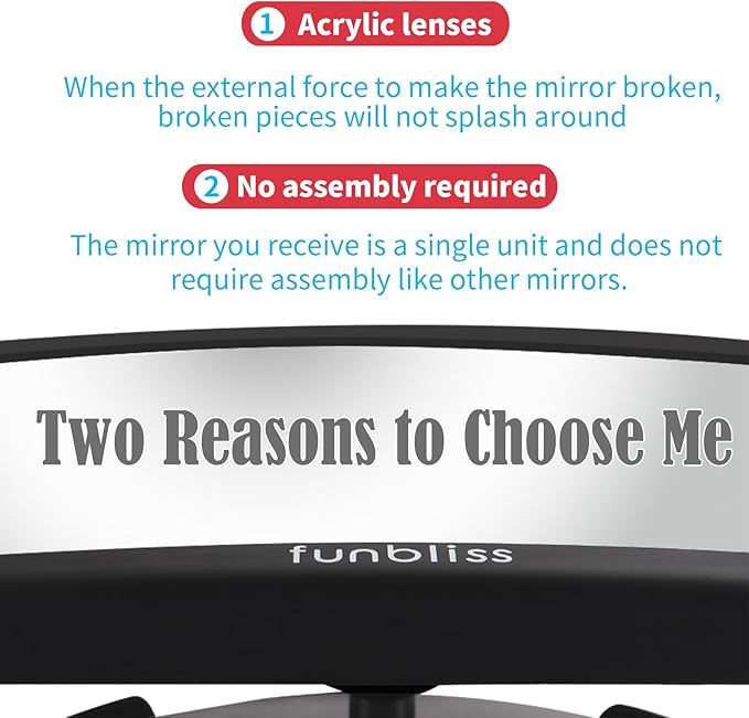Funbliss Baby Car Mirror Safely Monitor,Car Mirror Baby Rear Facing Seat，No Assembly Required, Safer，Best Newborn, Shatterproof